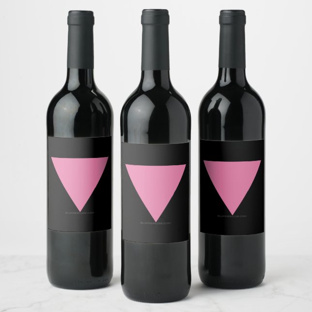 SlipperyJoe's pink triangle flag bright pink symbo Wine Label (Bottles)