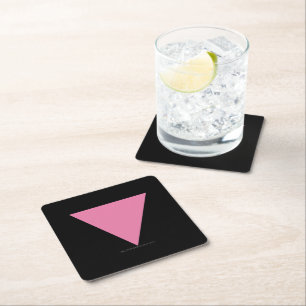 SlipperyJoe's Pink Triangle Flag gay gifts LGBTQIA Square Paper Coaster