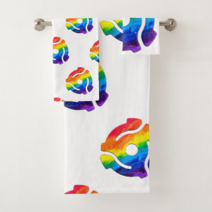 SlipperyJoe's plastic 45 RPM record adapter circul Bath Towel Set