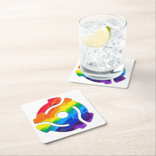 SlipperyJoe's plastic 45 RPM record adapter circul Square Paper Coaster