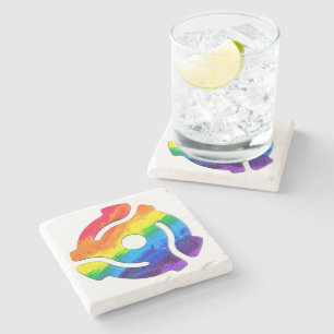 SlipperyJoe's plastic 45 RPM record adapter circul Stone Coaster