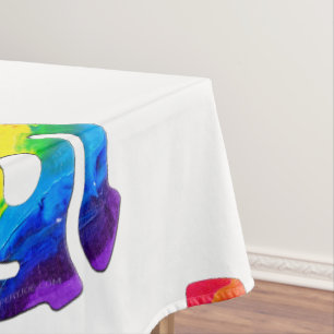 SlipperyJoe's plastic 45 RPM record adapter circul Tablecloth