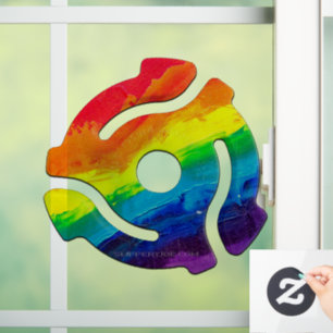 SlipperyJoe's plastic 45 RPM record adapter circul Window Cling