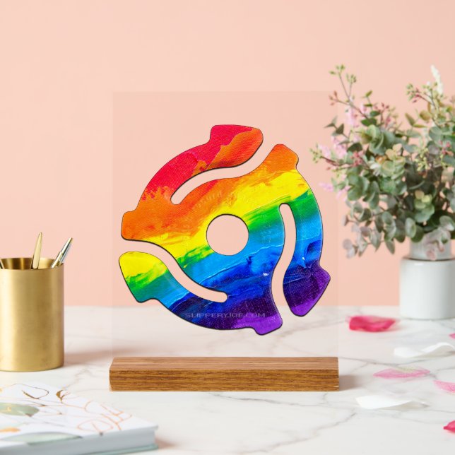 SlipperyJoe's plastic 45 RPM record adapter vibran Acrylic Sign (Wedding)