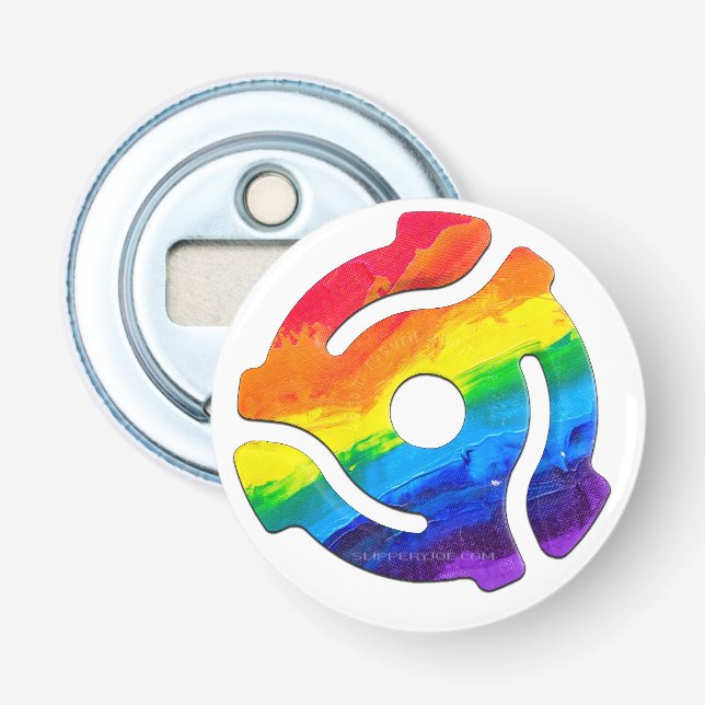 SlipperyJoe's plastic 45 RPM record adapter vibran Bottle Opener (Front)