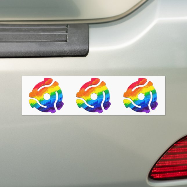 SlipperyJoe's plastic 45 RPM record adapter vibran Bumper Sticker (On Car)