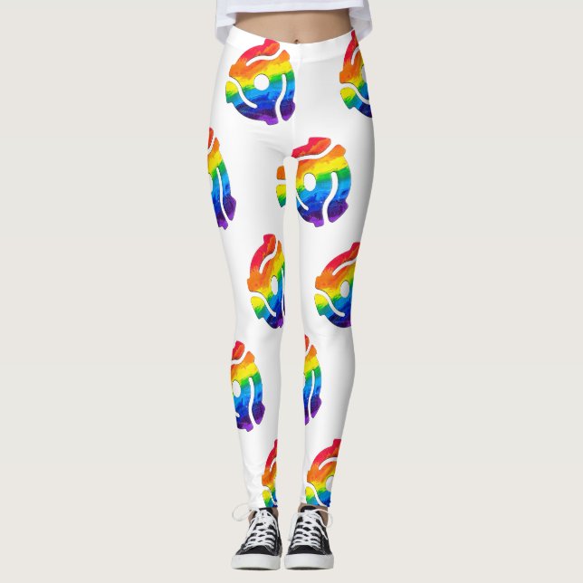 SlipperyJoe's plastic 45 RPM record adapter vibran Leggings (Front)