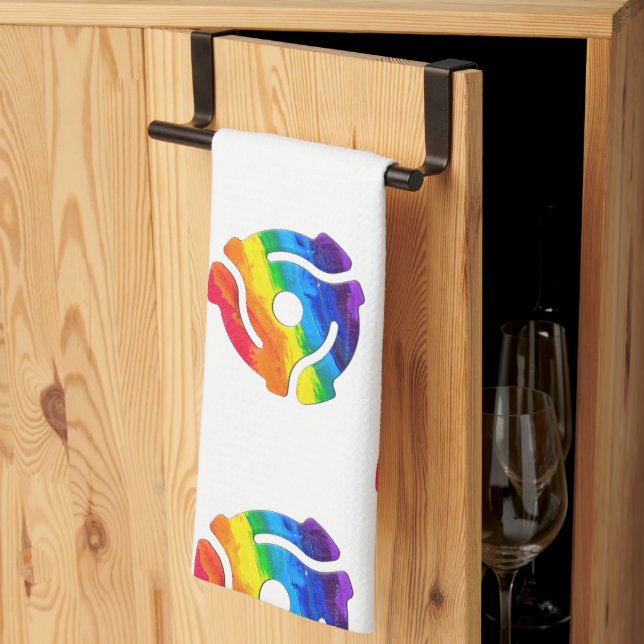 SlipperyJoe's plastic 45 RPM record adapter vibran Tea Towel (Thirds Fold)