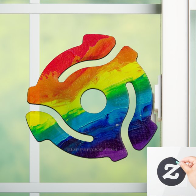 SlipperyJoe's plastic 45 RPM record adapter vibran Window Cling (Home)