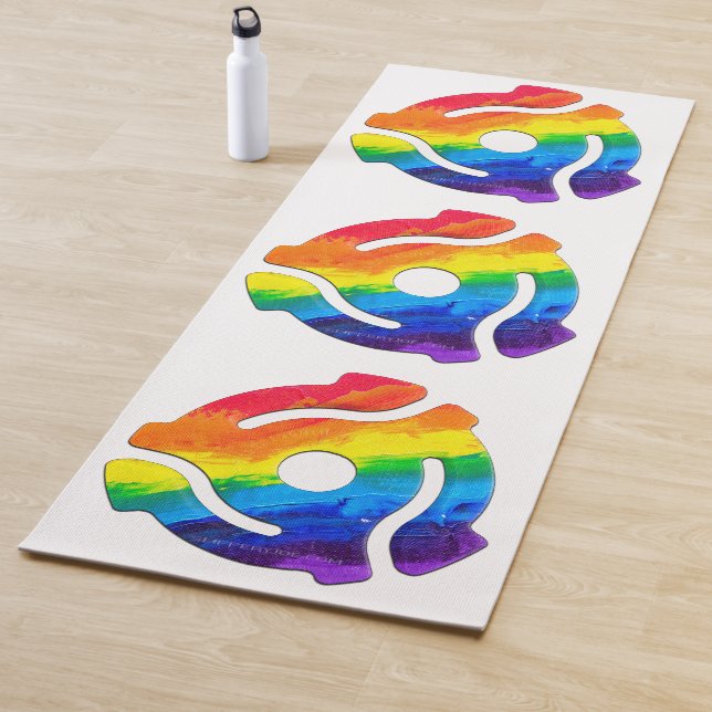 SlipperyJoe's plastic 45 RPM record adapter vibran Yoga Mat (In Situ)