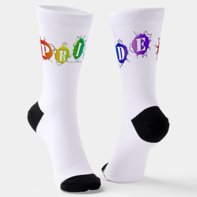 SlipperyJoe's pride colours word three-dimensional Socks (Angled)