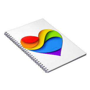 SlipperyJoe's Pride Heart Curves heart shape three Notebook