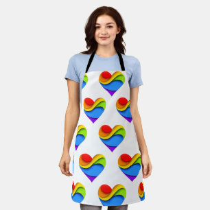 SlipperyJoe's pride heart curves shape 3-D three-d Apron