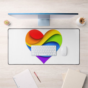 SlipperyJoe's pride heart curves shape 3-D three-d Desk Mat