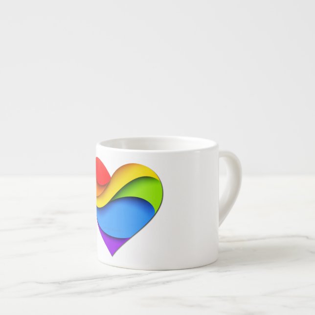 SlipperyJoe's pride heart curves shape 3-D three-d Espresso Cup (Front Right)