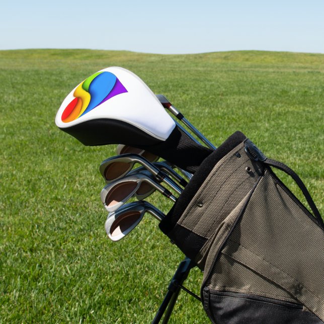 SlipperyJoe's pride heart curves shape 3-D three-d Golf Head Cover (In Situ)