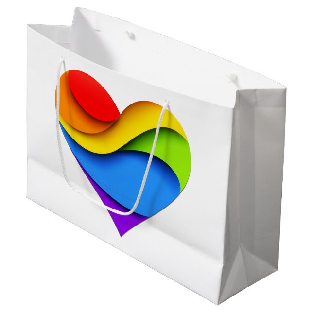 SlipperyJoe's pride heart curves shape 3-D three-d Large Gift Bag (Front Angled)
