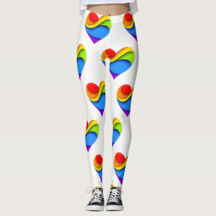 SlipperyJoe's pride heart curves shape 3-D three-d Leggings