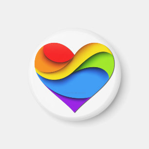 SlipperyJoe's pride heart curves shape 3-D three-d Magnet