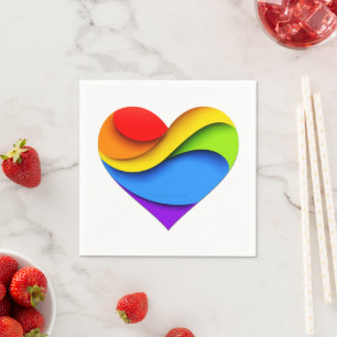 SlipperyJoe's pride heart curves shape 3-D three-d Napkin