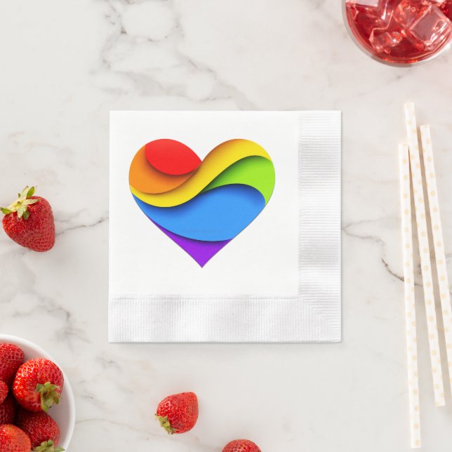 SlipperyJoe's pride heart curves shape 3-D three-d Napkin (Insitu)
