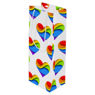 SlipperyJoe's pride heart curves shape 3-D three-d Wine Gift Bag