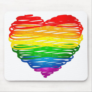 SlipperyJoe's Pride Heart Scribbles gay pride gift Mouse Mat