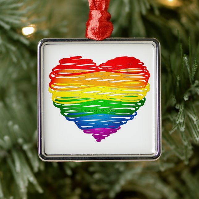 SlipperyJoe's Pride Heart Scribbles heart shape  Metal Tree Decoration (Tree)