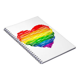 SlipperyJoe's Pride Heart Scribbles heart shape Notebook