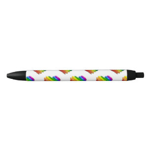 SlipperyJoe's pride heart shape multiple horizonta Black Ink Pen