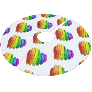 SlipperyJoe's pride heart shape multiple horizonta Brushed Polyester Tree Skirt