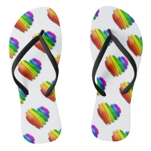 SlipperyJoe's pride heart shape multiple horizonta Flip Flops