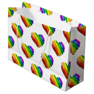SlipperyJoe's pride heart shape multiple horizonta Large Gift Bag