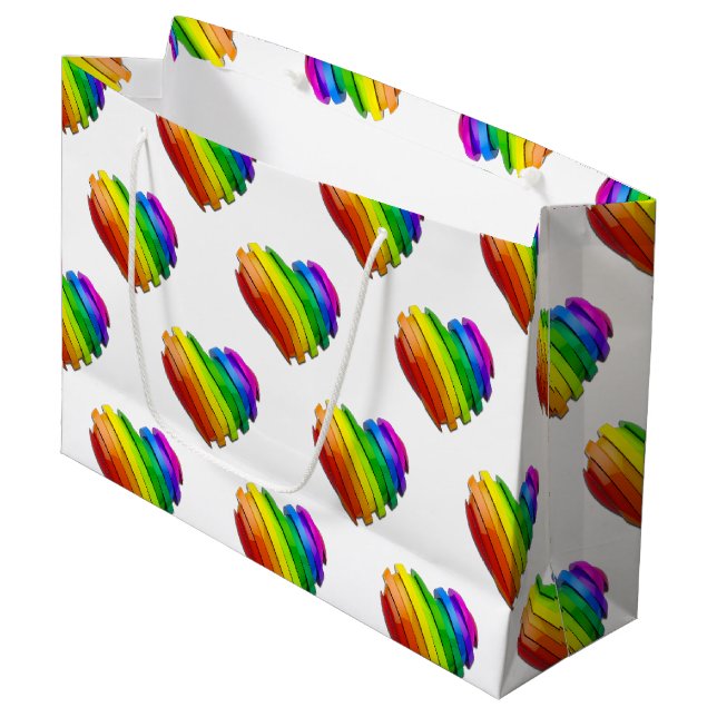 SlipperyJoe's pride heart shape multiple horizonta Large Gift Bag (Front Angled)