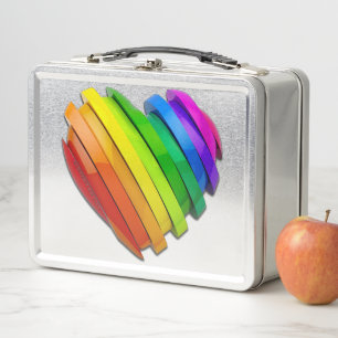 SlipperyJoe's pride heart shape multiple horizonta Metal Lunch Box