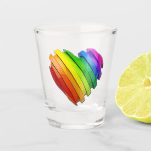 SlipperyJoe's pride heart shape multiple horizonta Shot Glass