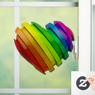 SlipperyJoe's pride heart shape multiple horizonta Window Cling