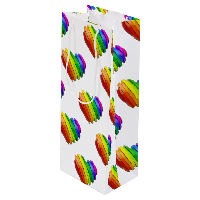 SlipperyJoe's pride heart shape multiple horizonta Wine Gift Bag (Front Angled)