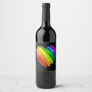SlipperyJoe's pride heart shape multiple horizonta Wine Label