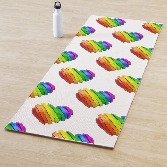 SlipperyJoe's pride heart shape multiple horizonta Yoga Mat (In Situ)