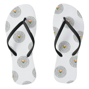 SlipperyJoe's pride maze heart arrow puzzle labyri Flip Flops