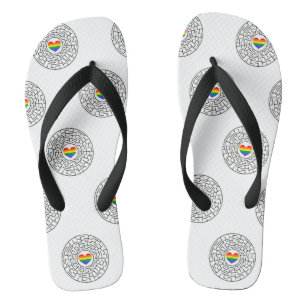 SlipperyJoe's pride maze heart arrow puzzle labyri Flip Flops