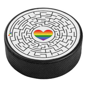 SlipperyJoe's pride maze heart arrow puzzle labyri Hockey Puck