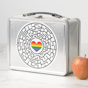 SlipperyJoe's pride maze heart arrow puzzle labyri Metal Lunch Box