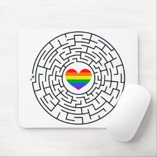 SlipperyJoe's pride maze heart arrow puzzle labyri Mouse Mat