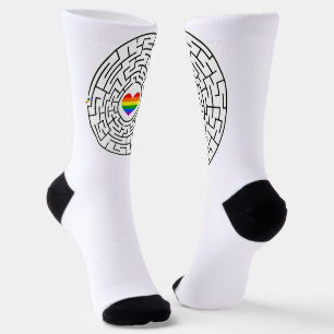 SlipperyJoe's pride maze heart arrow puzzle labyri Socks
