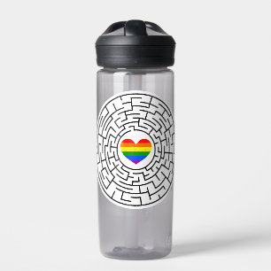 SlipperyJoe's pride maze heart arrow puzzle labyri Water Bottle