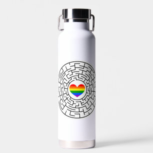 SlipperyJoe's pride maze heart arrow puzzle labyri Water Bottle