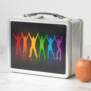 SlipperyJoe's pride people hands silhouette colorf Metal Lunch Box