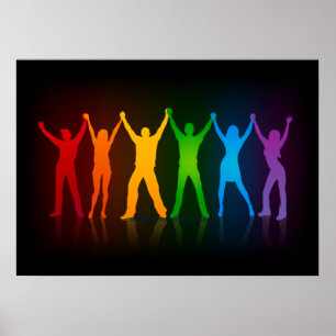 SlipperyJoe's pride people hands silhouette colorf Poster